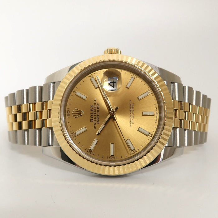 Rolex Datejust 41 18kt Yellow Gold & Steel Champagne Dial Jubilee Bx/Prs 126333