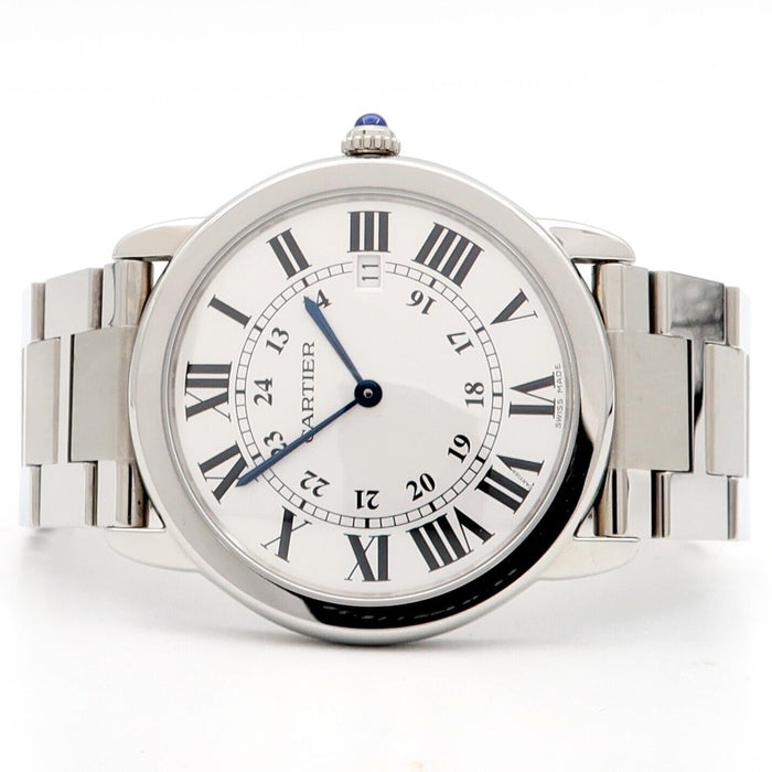 Cartier Ronde Solo Quartz Date Stainless Steel Silver Dial 36MM W6701005