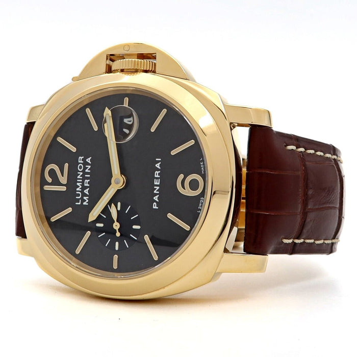 Panerai Luminor Marina Solid 18K Yellow Gold Black Carbon Dial 44MM PAM00140