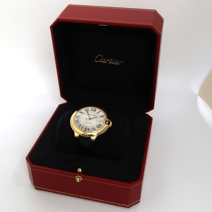 Cartier Ballon Bleu 18k Yellow Gold Silver Dial 42MM Automatic Date W6900551