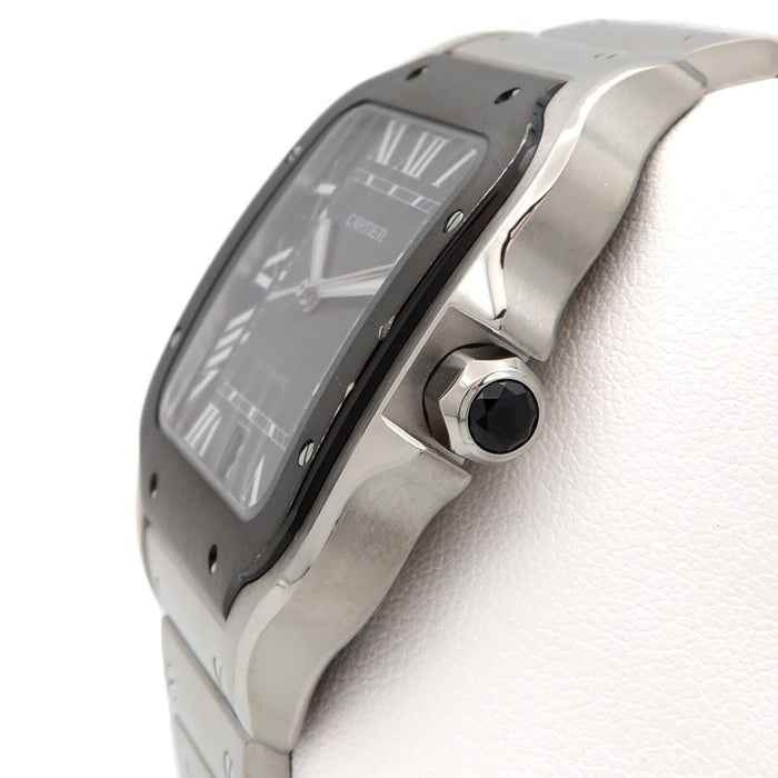 Cartier Santos Grey Dial Large Automatic Stainless Steel ADLC Bezel WSSA0037