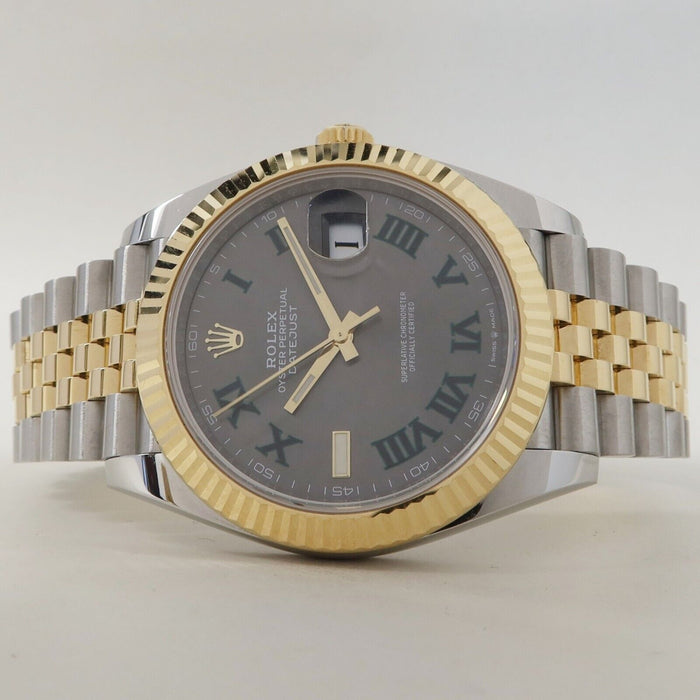 Rolex Datejust 41 18kt Yellow Gold & Steel Grey Wimbledon Dial Automatic 126333