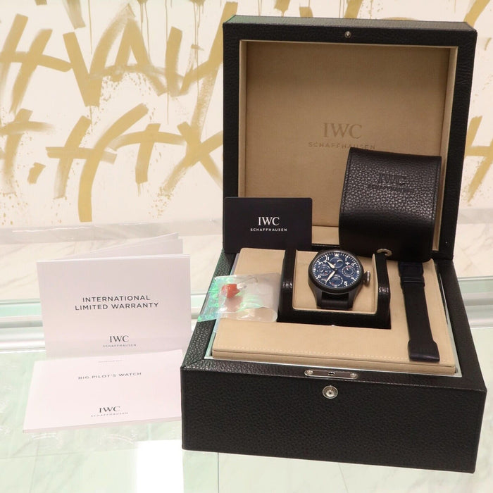 IWC Big Pilot Rodeo Drive Perpetual Calendar Black Ceramic Blue Dial IW503001