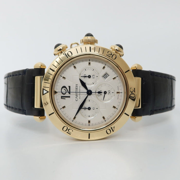 Cartier Pasha 18kt Yellow Gold Chronograph Silver Dial 41MM Automatic WGPA0017