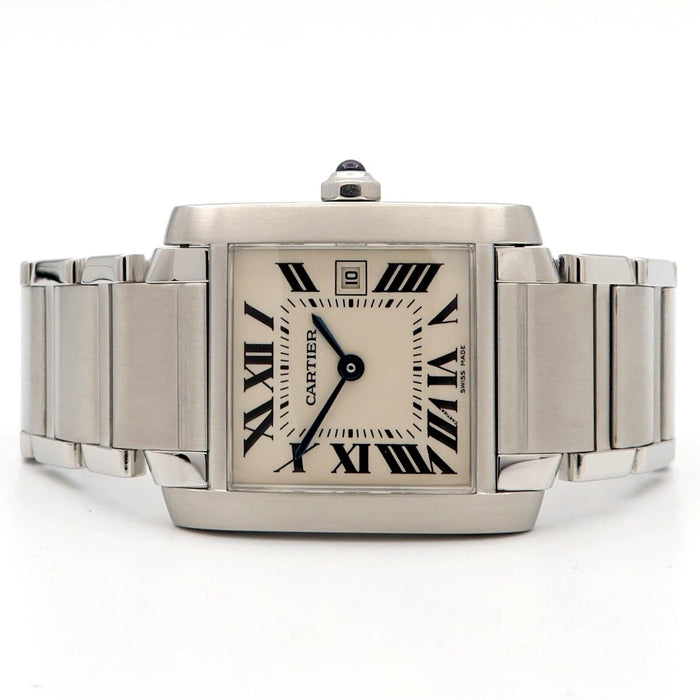 Cartier Tank Francaise Mid-Size Stainless Steel Quartz Silver Dial W51011Q3