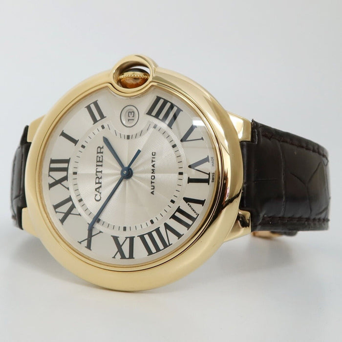 Cartier Ballon Bleu 18k Yellow Gold Silver Dial 42MM Automatic Date W6900551