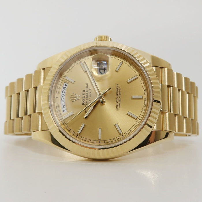 Rolex Day-Date 40 President Solid 18kt Yellow Gold Champagne Dial Bx/Prs 228238