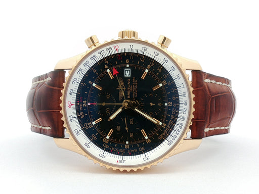 Breitling Navitimer World Black Dial Chronograph Solid 18kt Rose Gold K24322