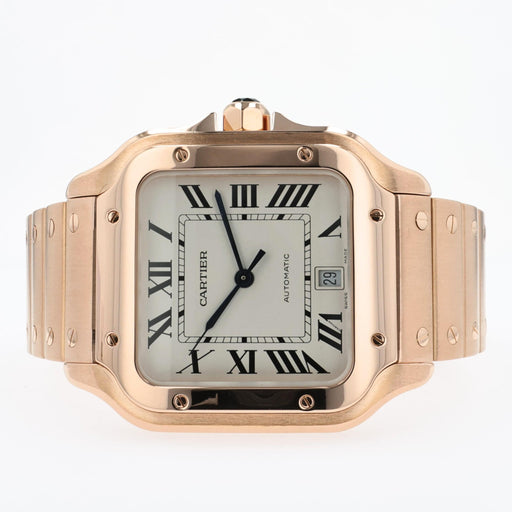 Cartier Santos Large Silver Dial 18kt Rose Gold Automatic WGSA0007 4071