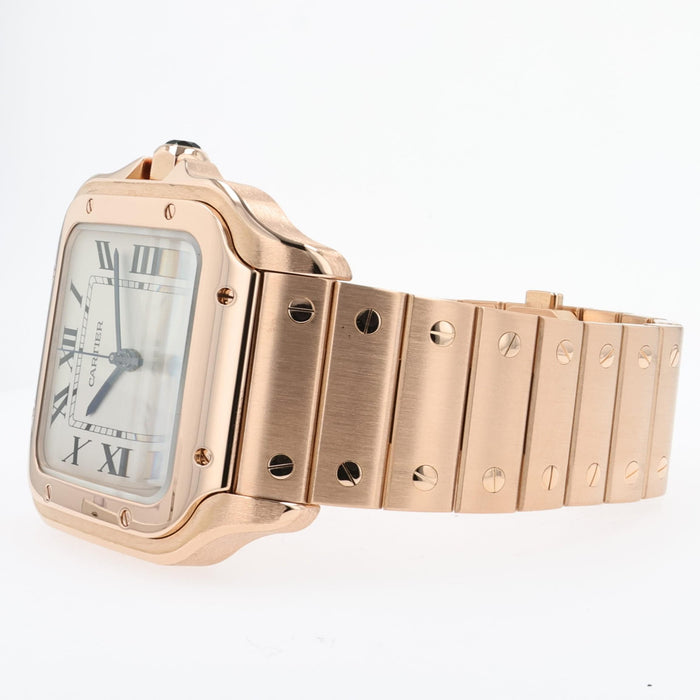 Cartier Santos Large Silver Dial 18kt Rose Gold Automatic WGSA0007 4071