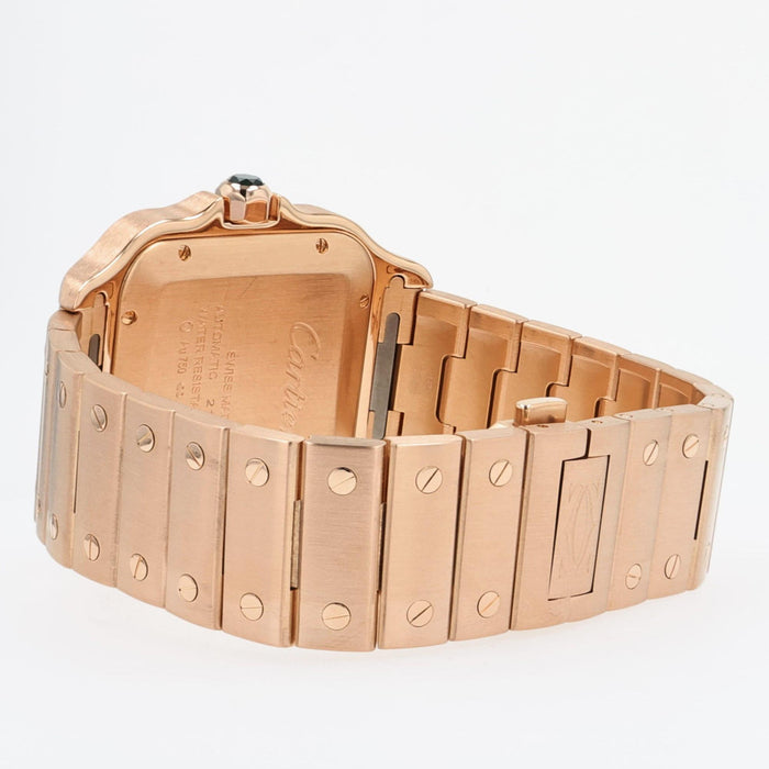 Cartier Santos Large Silver Dial 18kt Rose Gold Automatic WGSA0007 4071