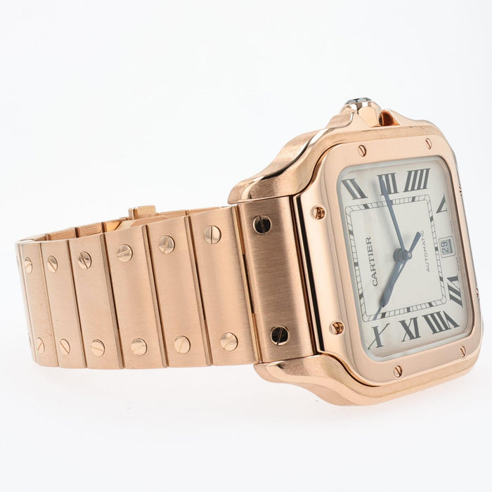 Cartier Santos Large Silver Dial 18kt Rose Gold Automatic WGSA0007 4071