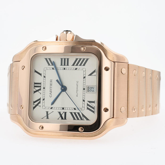 Cartier Santos Large Silver Dial 18kt Rose Gold Automatic WGSA0007 4071