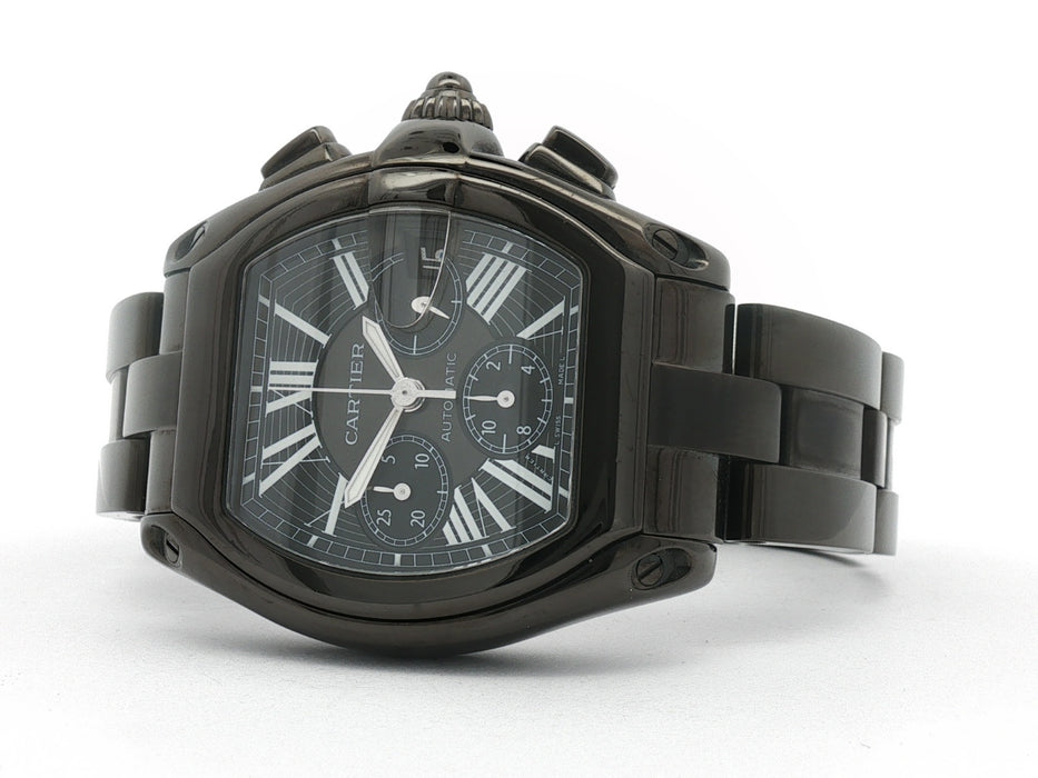 Cartier Roadster Chronograph Aftermarket PVD Steel Black Dial W62020X6 2618
