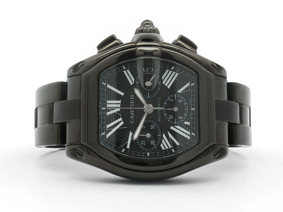 Cartier Roadster Chronograph Aftermarket PVD Steel Black Dial W62020X6 2618