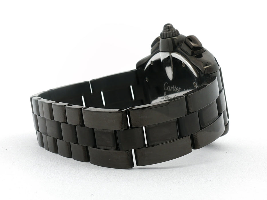 Cartier Roadster Chronograph Aftermarket PVD Steel Black Dial W62020X6 2618