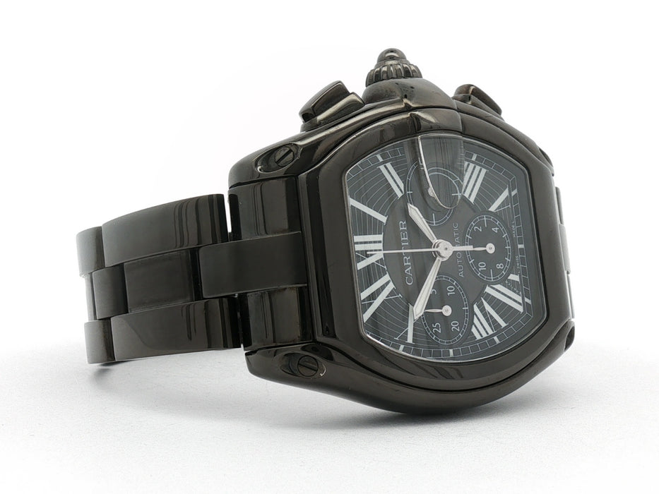 Cartier Roadster Chronograph Aftermarket PVD Steel Black Dial W62020X6 2618