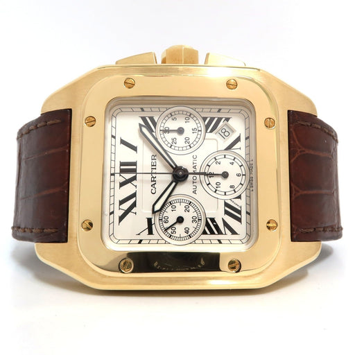 Cartier Santos 100 Chronograph Solid 18k Yellow Gold Automatic W20096Y1 2741