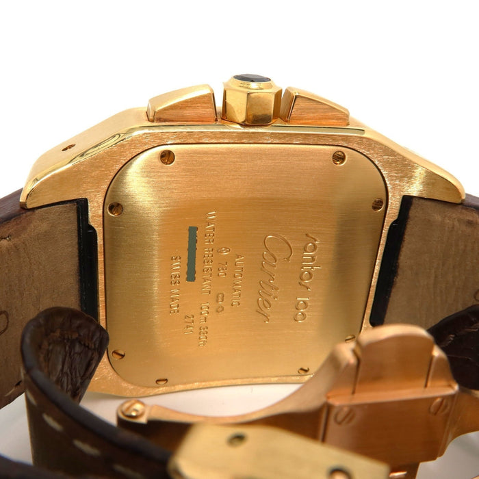 Cartier Santos 100 Chronograph Solid 18k Yellow Gold Automatic W20096Y1 2741