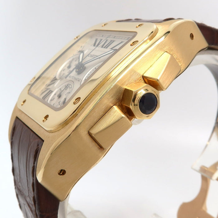 Cartier Santos 100 Chronograph Solid 18k Yellow Gold Automatic W20096Y1 2741