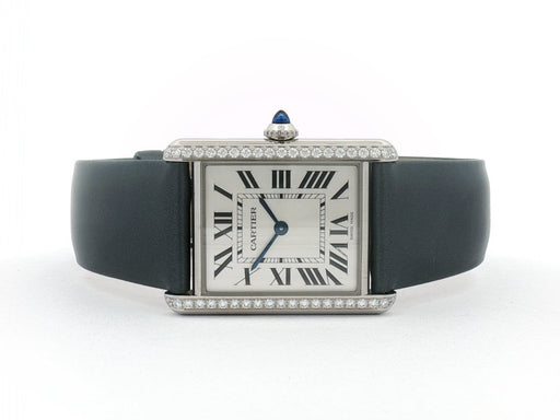 Cartier Tank Must Factory Diamond Bezel Large Silver Dial Quartz W4TA0030 4323