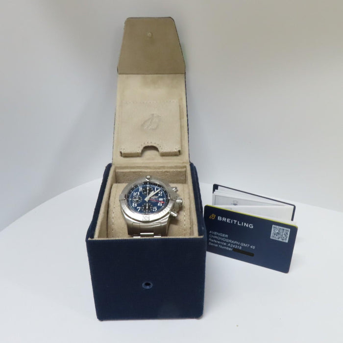 Breitling Avenger Chronograph GMT Blue Dial Stainless Steel 45mm A24315