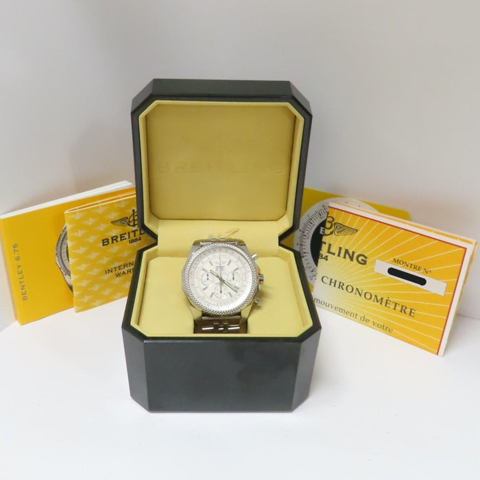 Breitling Bentley 6.75 Silver Dial Chronograph Stainless Steel 48MM A44362