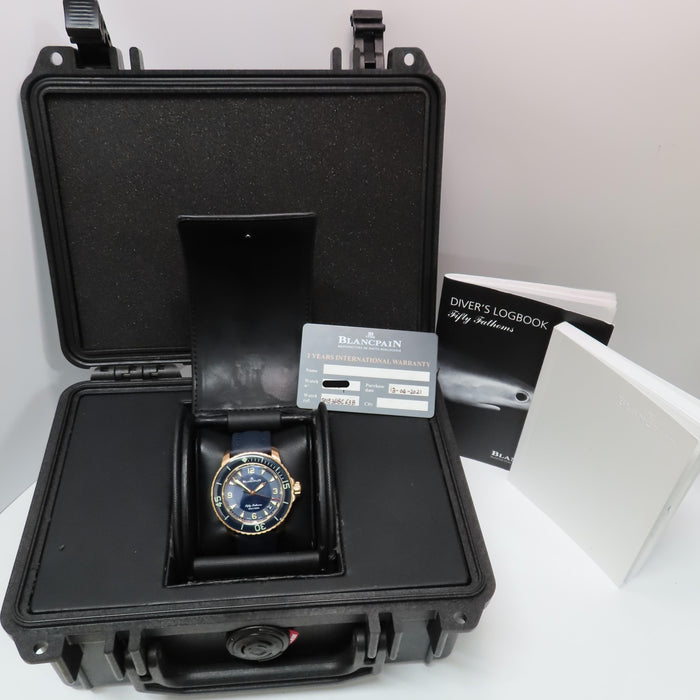 Blancpain Fifty Fathoms Blue Dial Solid 18kt Rose Gold 5015-3603C-63B