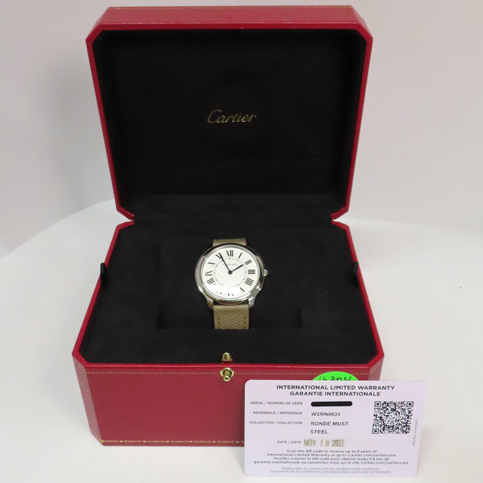 Cartier Ronde Must Solo Stainless Steel Quartz Silver Dial 36MM WSRN0031 4423