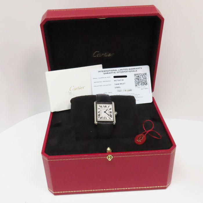 Cartier Tank Small Stainless Steel Quartz Sliver Dial WSTA0138 4563