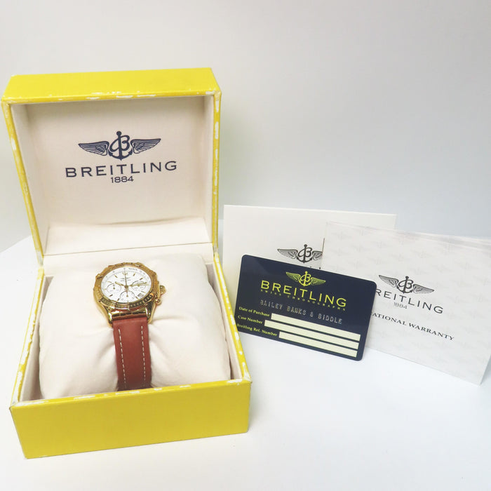 Breitling Chronomat Cockpit 18K Yellow Gold Chronograph White Dial 37MM K30012