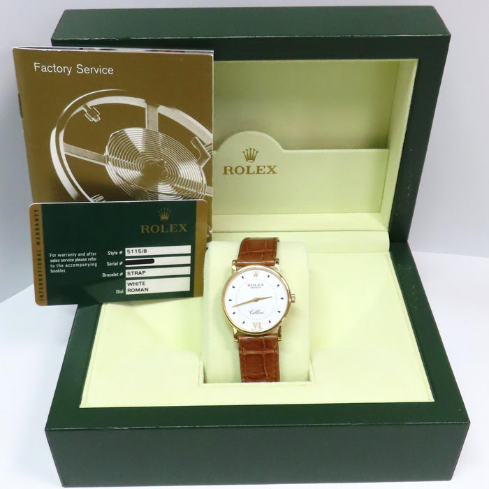 Rolex Cellini Solid 18kt Yellow Gold Silver Dial Manual Wind 32MM 5115