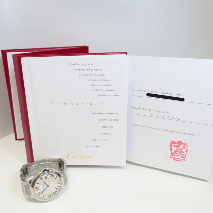 Cartier Ballon Bleu 36mm Silver Dial Quartz Stainless Steel W69011Z4 3005