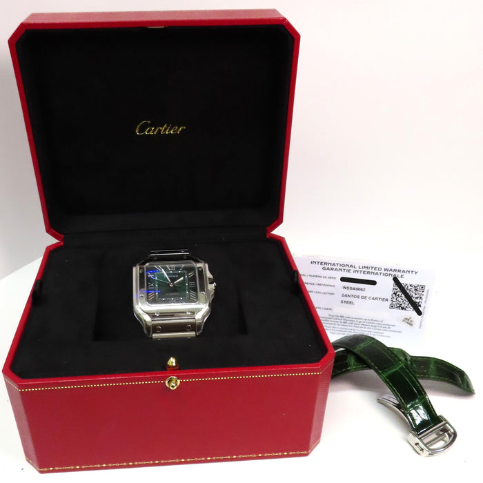Cartier Santos Large Green Dial Stainless Steel WSSA0062 4072