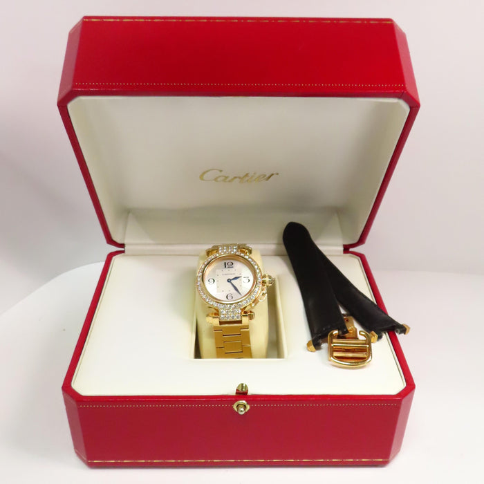 Cartier Pasha Solid 18kt Yellow Gold Factory Diamond Bezel WJ11945G 2811