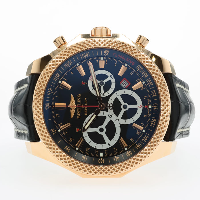 Breitling Bentley Barnato Black Dial Solid 18kt Rose Gold Chronograph R25366