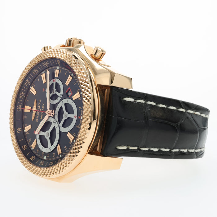 Breitling Bentley Barnato Black Dial Solid 18kt Rose Gold Chronograph R25366