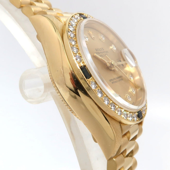 Rolex Datejust 26MM Factory Sapphire Diamond Bezel 18K Yellow Gold 79068