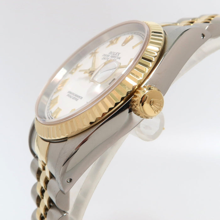 Rolex Datejust 36 18kt Yellow Gold & Stainless Steel White Roman Dial 16233