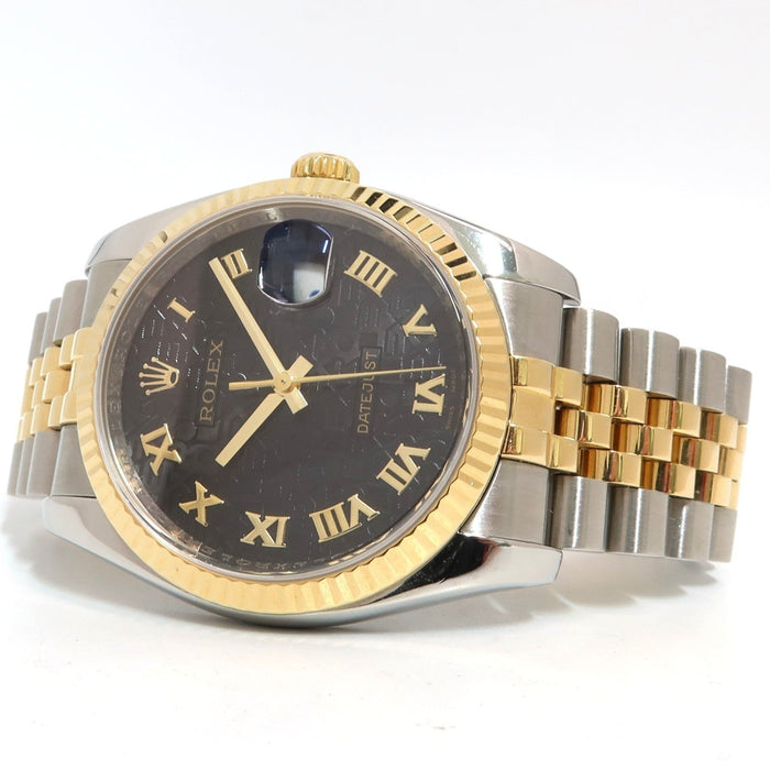 Rolex Datejust 36 Black Roman Dial 18kt Yellow Gold & Stainless Steel 116233