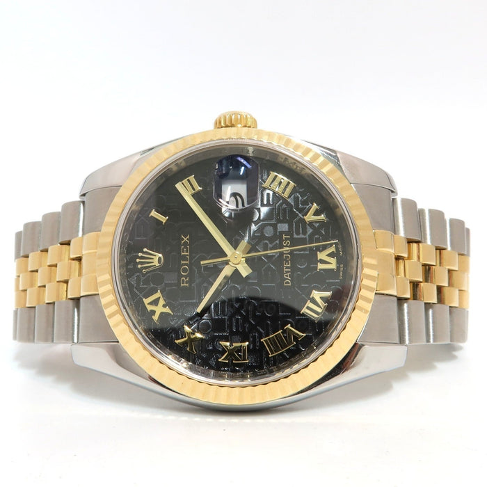 Rolex Datejust 36 Black Roman Dial 18kt Yellow Gold & Stainless Steel 116233