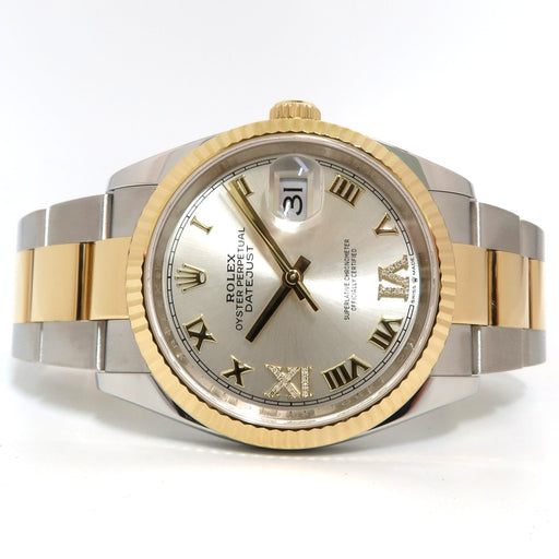 Rolex Datejust 36 Factory Silver Roman Diamond Dial 18kt Gold & Steel 126233