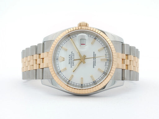 Rolex Datejust 36 White Stick Dial 18kt Yellow Gold & Stainless Steel 116233