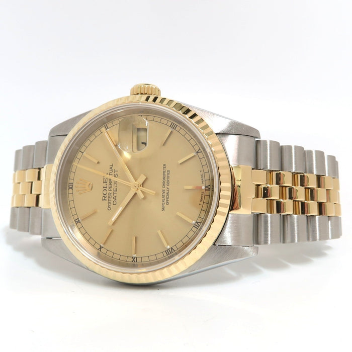 Rolex Datejust 36 Yellow Gold and Stainless Steel Champagne Dial Jubilee 16233