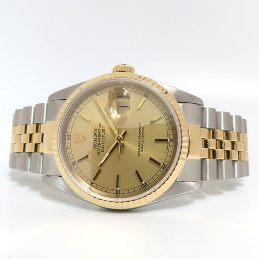 Rolex Datejust 36 Yellow Gold and Stainless Steel Champagne Dial Jubilee 16233