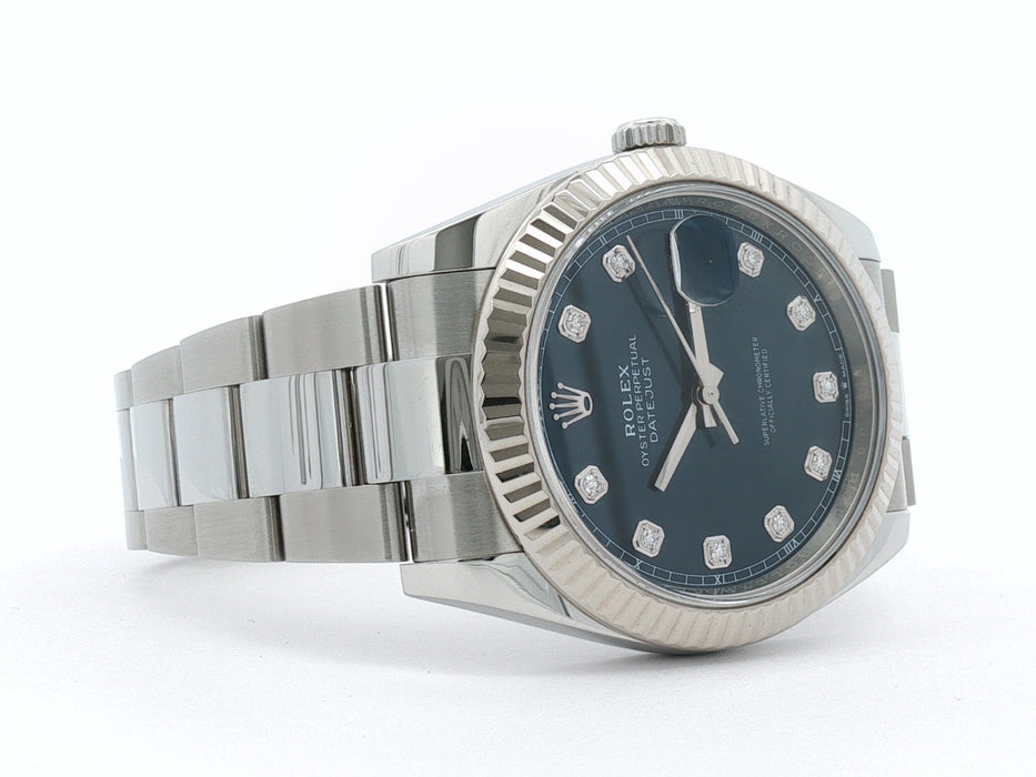 Rolex Datejust 41 Blue Diamond Dial Stainless Steel Oyster Bracelet 126334