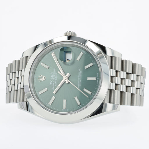 Rolex Datejust 41 Mint Green Dial Smooth Bezel Jubilee Stainless Steel 126300