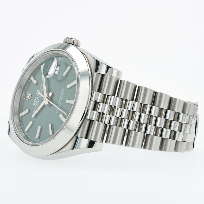 Rolex Datejust 41 Mint Green Dial Smooth Bezel Jubilee Stainless Steel 126300