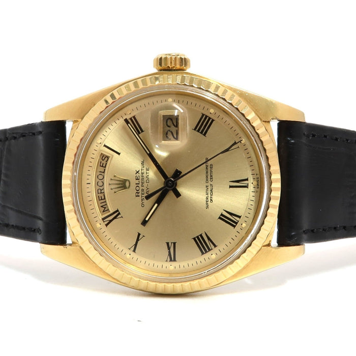 Rolex Day-Date 36 Non-Quickset Buckley Dial Spanish 18kt Yellow Gold 1803