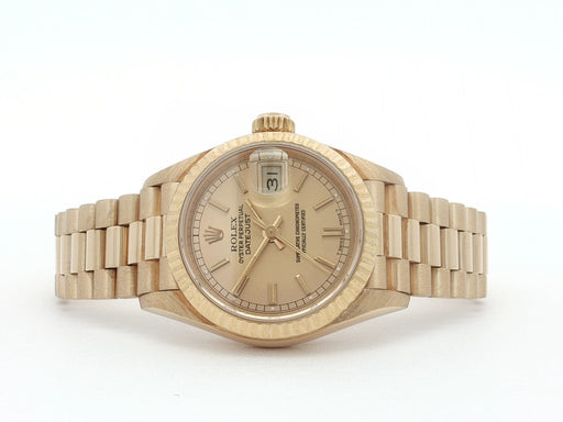 Rolex Lady-Datejust 26mm Solid 18kt Yellow Gold Champagne Stick Dial 69178